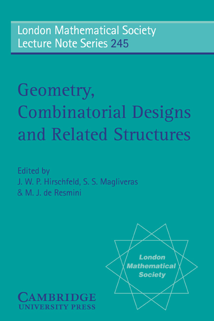 Geometry, Combinatorial Designs and Related Structures - J. W. P. Hirschfeld, S. S. Magliveras, M. J. de Resmini