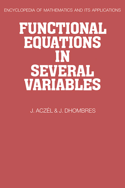 Functional Equations in Several Variables - J. Aczel, J. Dhombres