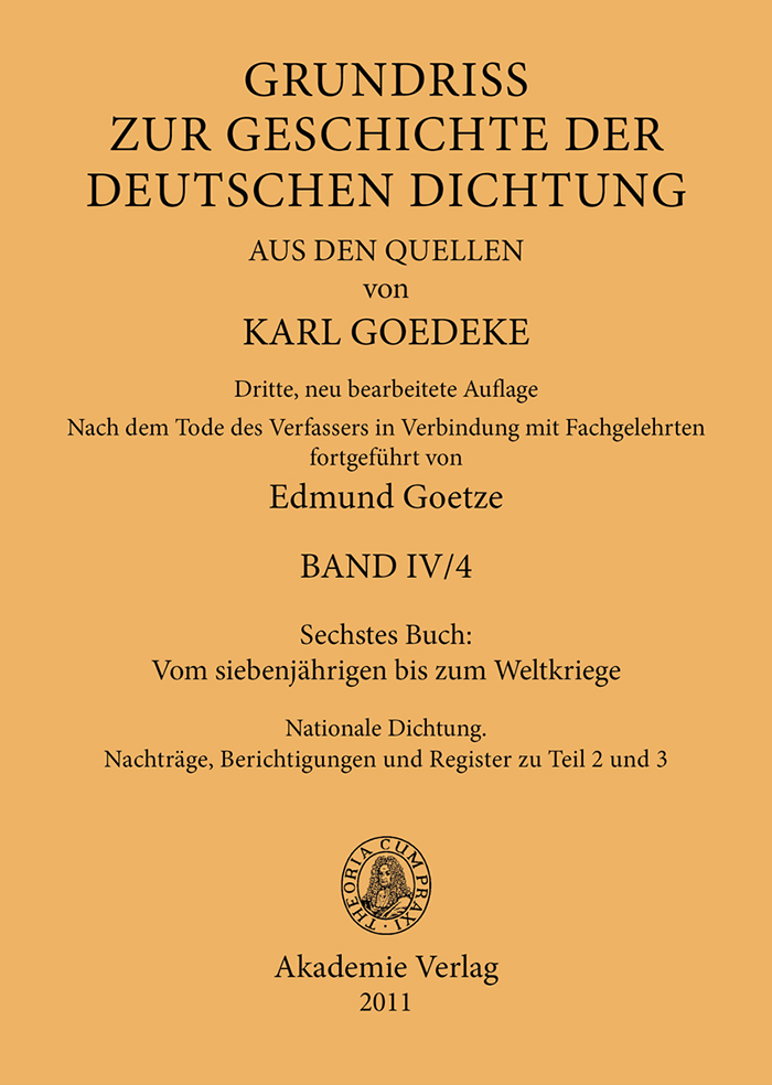 Sechstes Buch: Vom siebenjährigen bis zum Weltkriege - Karl Goedeke, Edmund Goetze