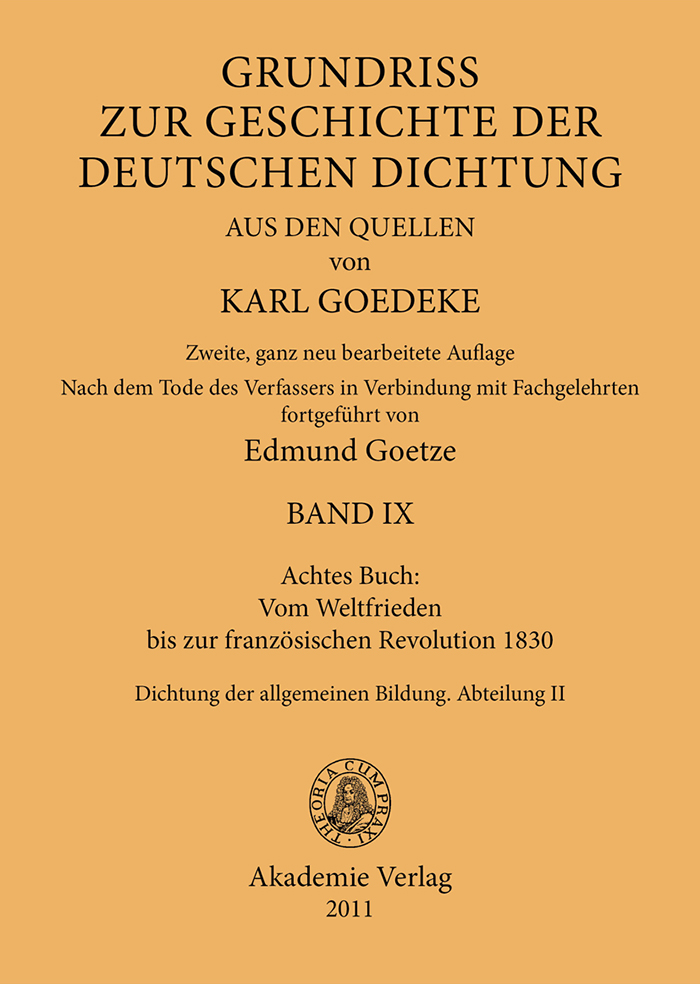 Achtes Buch: Vom Weltfrieden bis zur französischen Revolution 1830 - Karl Goedeke, Edmund Goetze