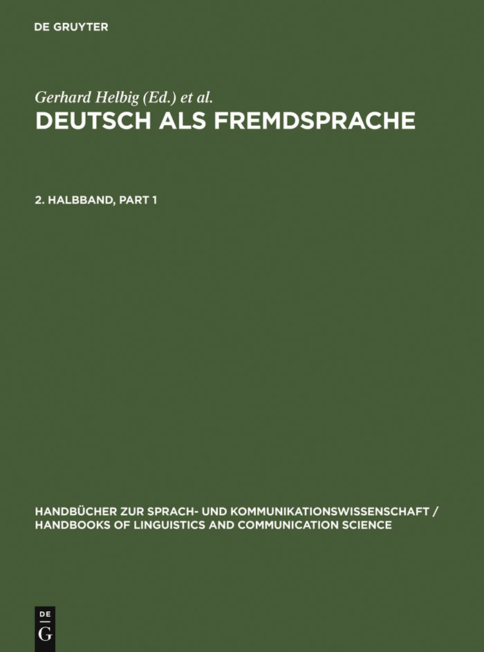 Deutsch als Fremdsprache. 2. Halbband - Gerhard Helbig, Lutz Götze, Gert Henrici, Hans-Jürgen Krumm