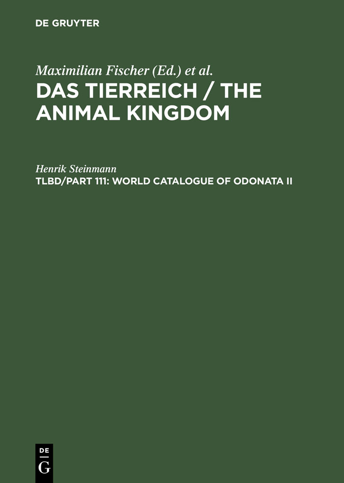 World Catalogue of Odonata II - Henrik Steinmann