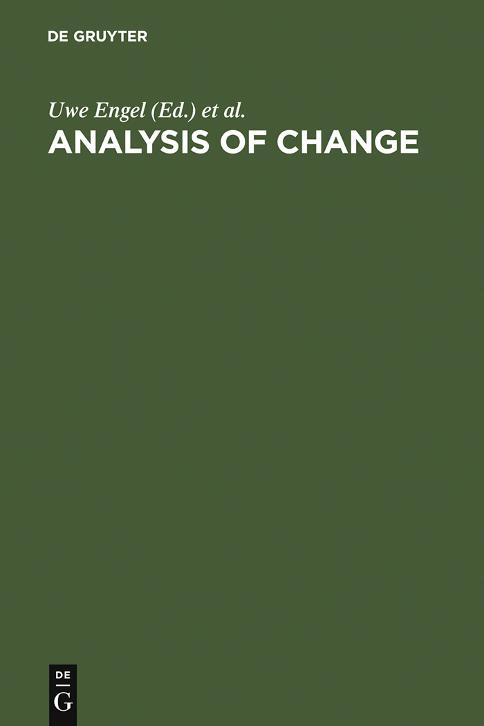 Analysis of Change - Uwe Engel, Jost Reinecke