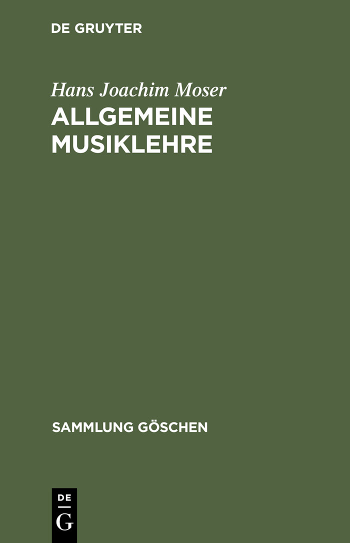 Allgemeine Musiklehre - Hans Joachim Moser,,