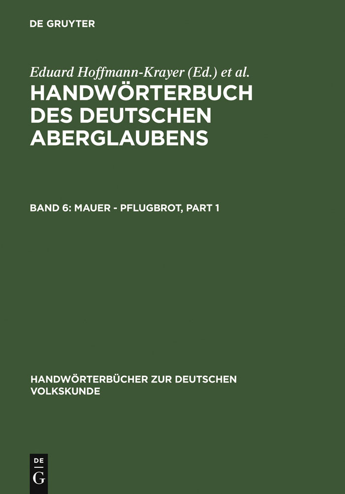 Mauer - Pflugbrot - Eduard Hoffmann-Krayer, Hanns Bächtold-Stäubli