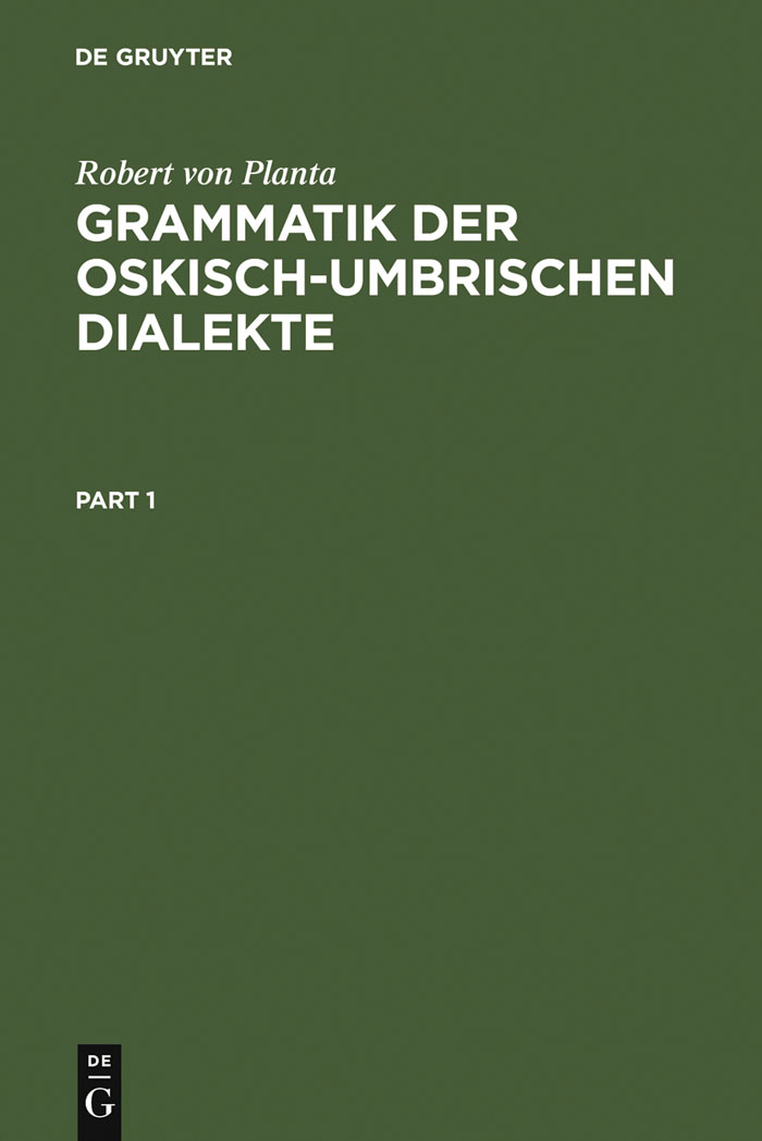 Grammatik der Oskisch-Umbrischen Dialekte - Robert von Planta