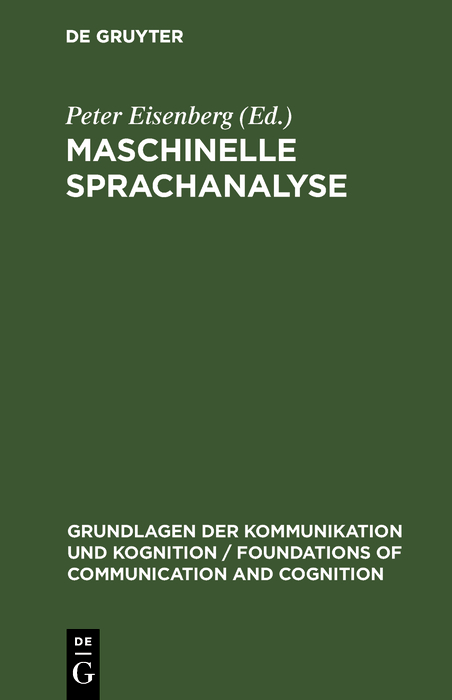 Maschinelle Sprachanalyse - Peter Eisenberg