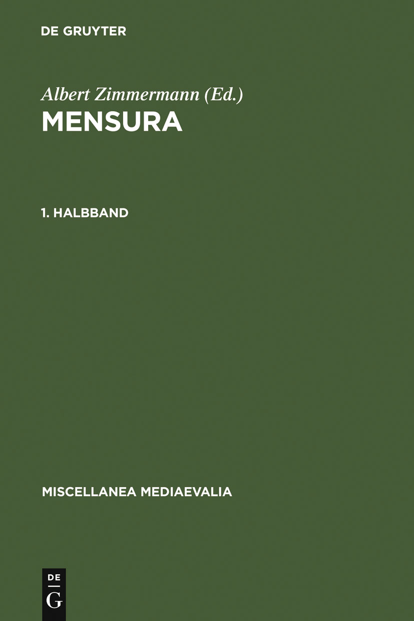 Mensura. 1. Halbbd - Gudrun Vuillemin-Diem, Albert Zimmermann