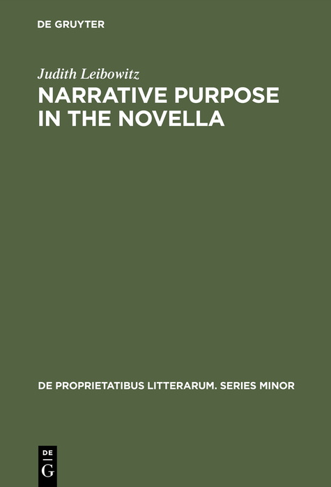 Narrative Purpose in the Novella - Judith Leibowitz,,