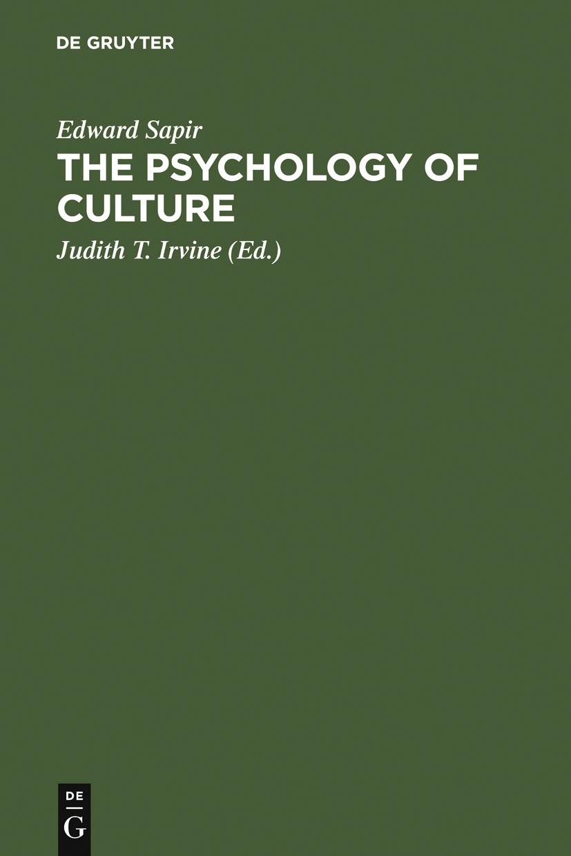 The Psychology of Culture - Edward Sapir, Judith T. Irvine