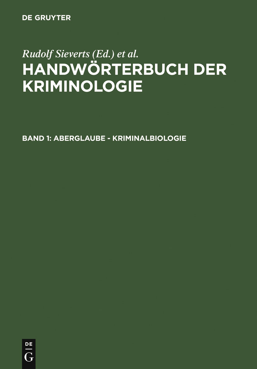 Aberglaube - Kriminalbiologie - Rudolf Sieverts, Hans J. Schneider