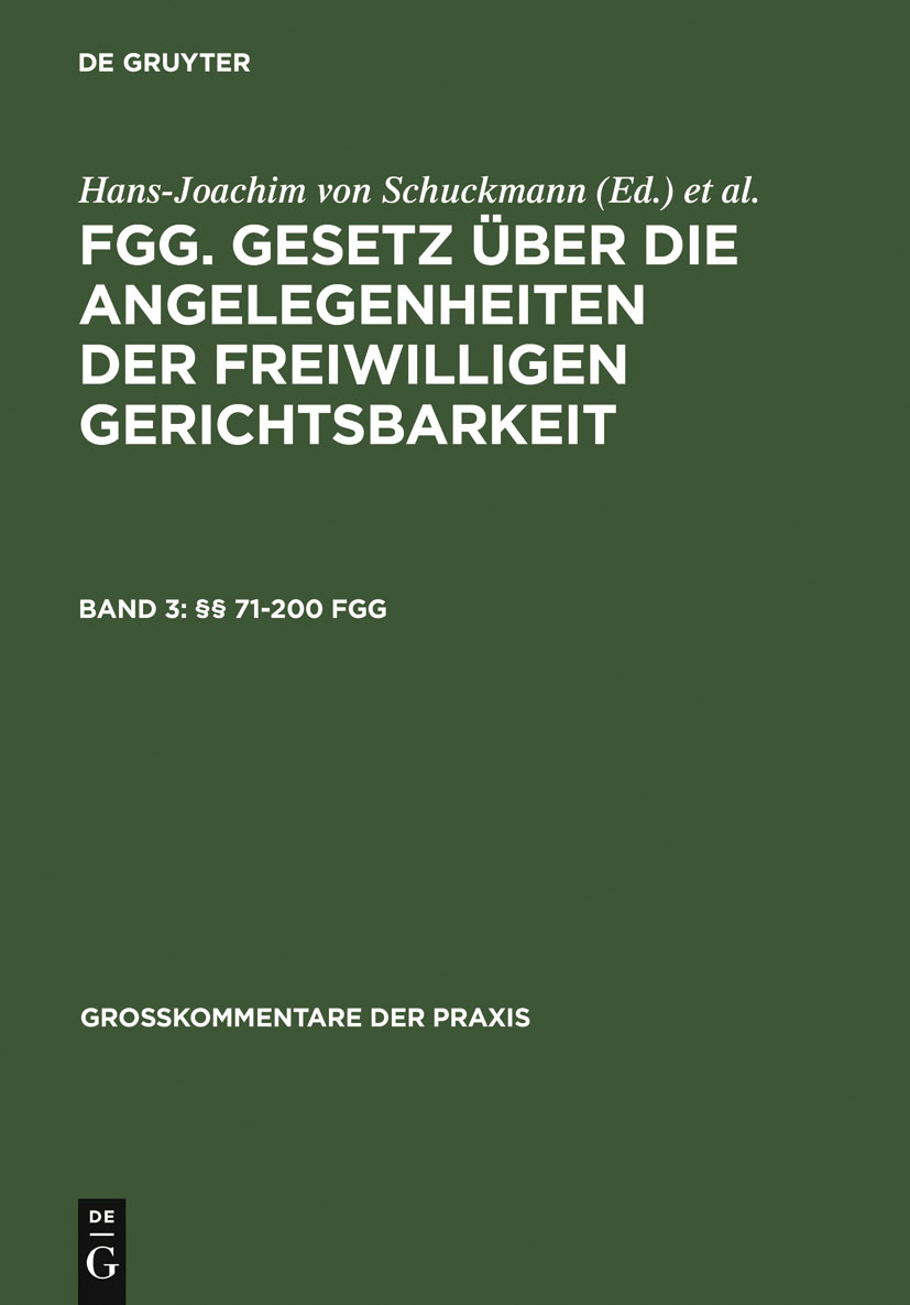 §§ 71-200 FGG - Renate von König, Jutta Lukoschek, Peter Ries, Brigitte Steder