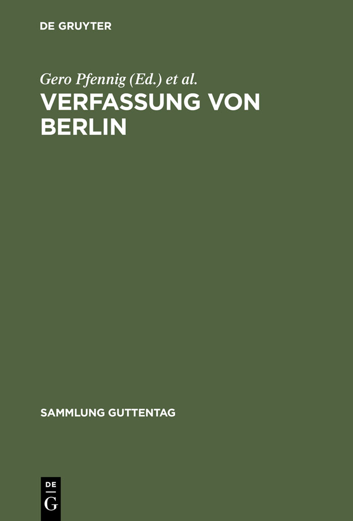 Verfassung von Berlin - Gero Pfennig, Manfred J. Neumann, Gisela von Lampe, Henning Lemmer, Rolf-Peter Magen, Manfred J. Neumann, Gero Pfennig, Karl-Josef Stöhr