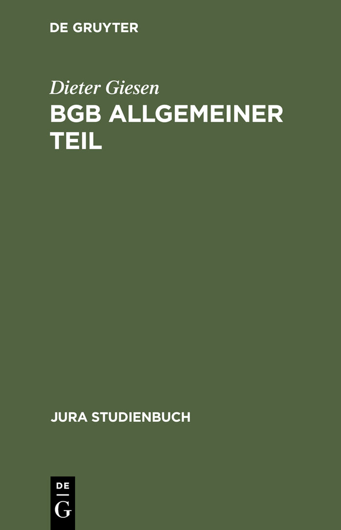 BGB Allgemeiner Teil - Dieter Giesen