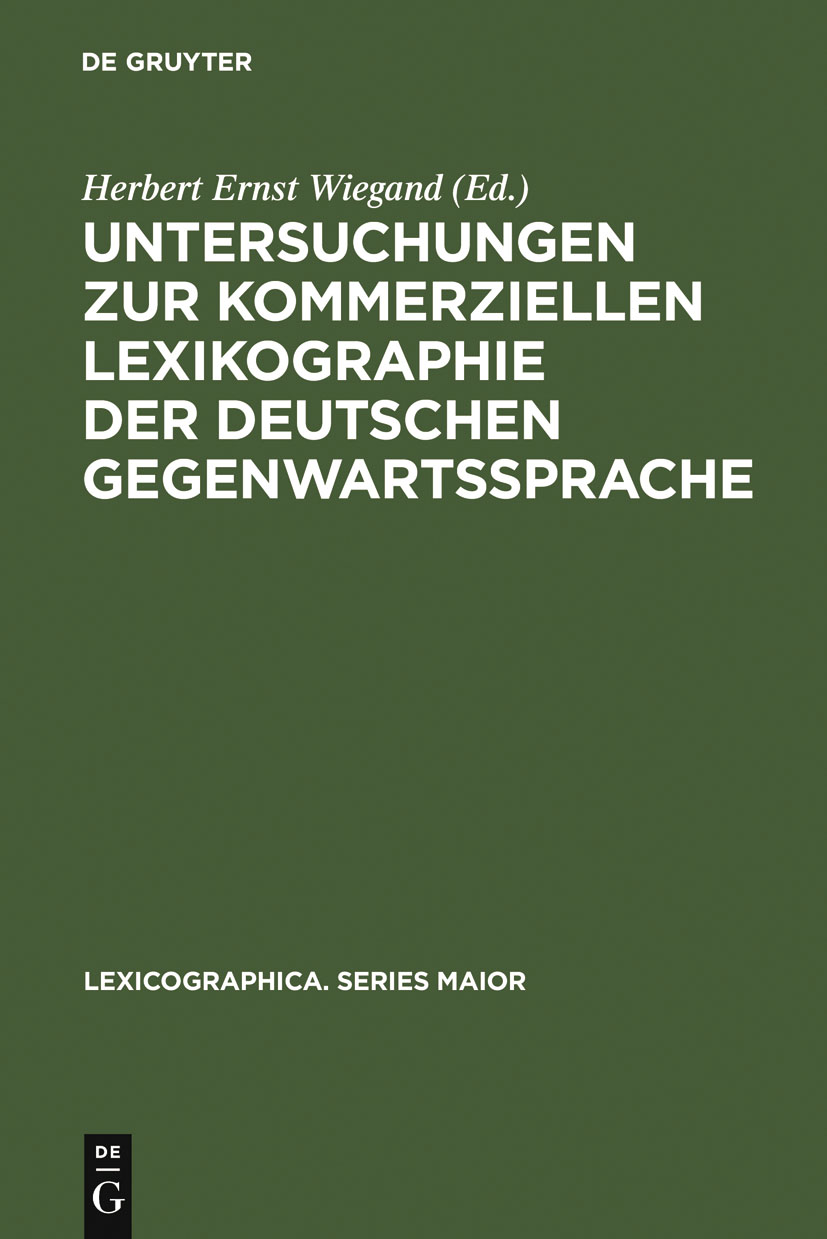 Untersuchungen zur kommerziellen Lexikographie der deutschen Gegenwartssprache. Band 2 - Herbert Ernst Wiegand