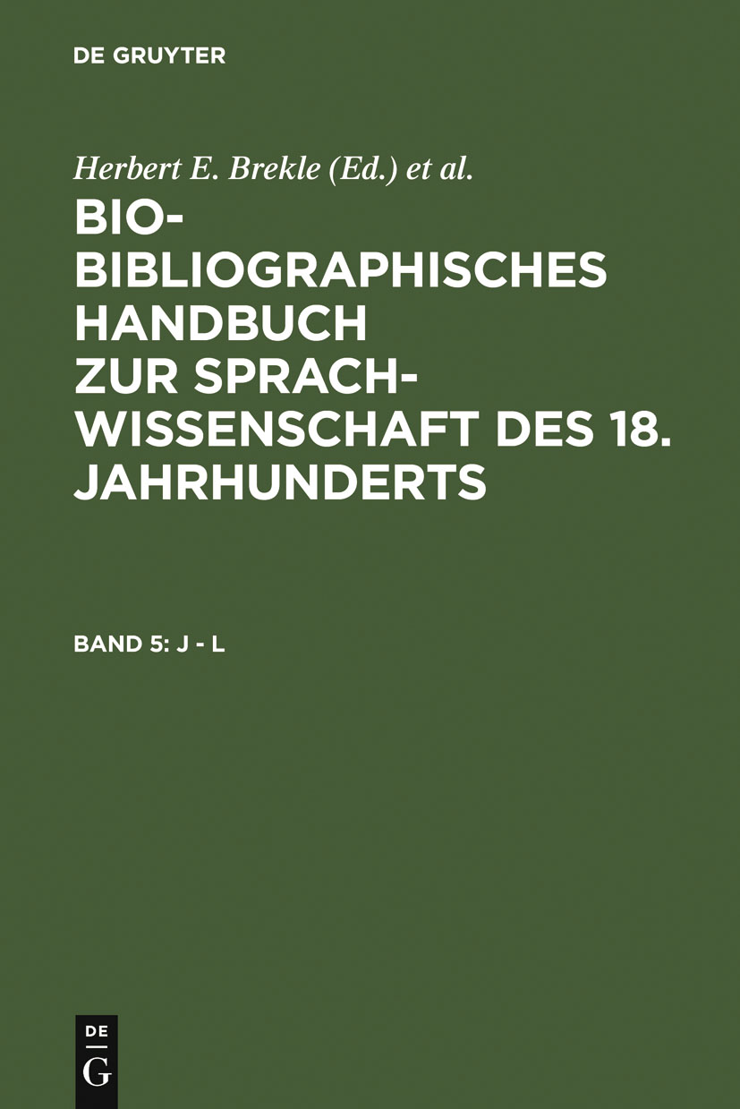 J - L - Herbert E. Brekle, Edeltraud Dobnig-Jülch, Hans Jürgen Höller, Helmut Weiß