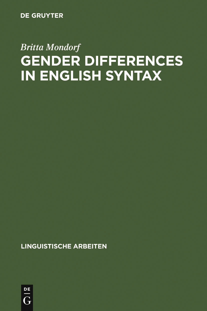 Gender Differences in English Syntax - Britta Mondorf