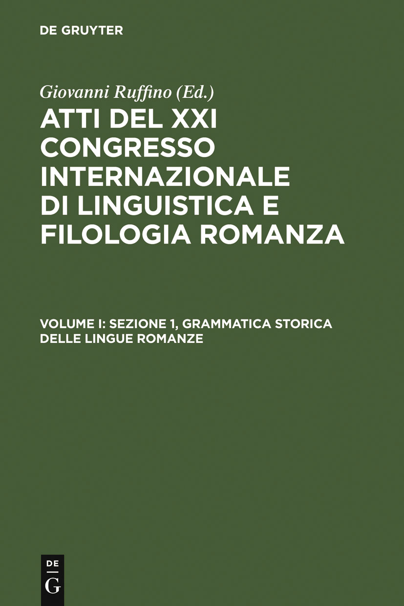 Sezione 1, Grammatica storica delle lingue romanze - Giovanni Ruffino