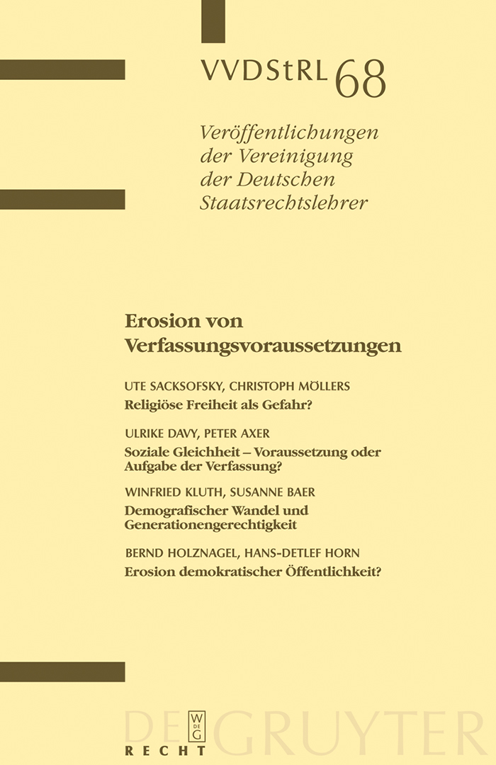 Erosion von Verfassungsvoraussetzungen - Ute Sacksofsky, Christoph Möllers, Ulrike Davy, Peter Axer, et al.