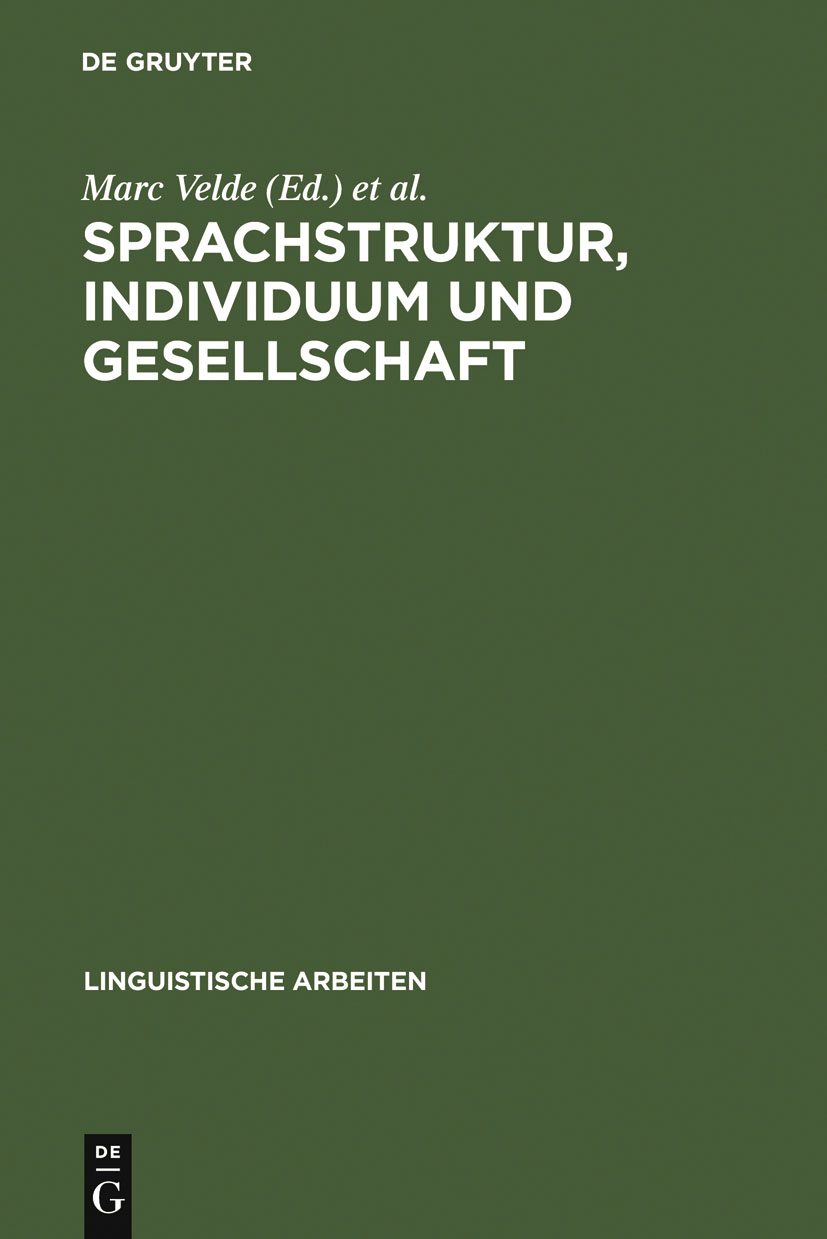 Sprachstruktur, Individuum und Gesellschaft - Marc Velde, Willy Vandeweghe