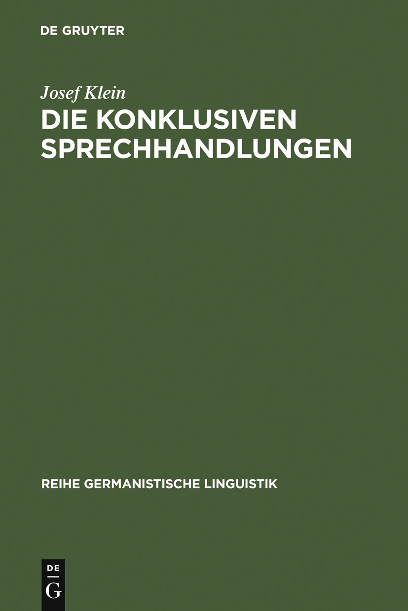 Die konklusiven Sprechhandlungen - Josef Klein