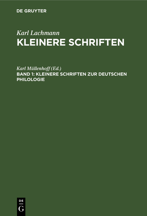 Kleinere Schriften zur deutschen Philologie - Karl M?llenhoff,,Karl M?llenhoff