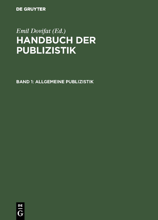 Allgemeine Publizistik - Emil Dovifat