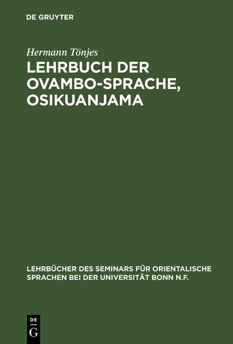 Lehrbuch der Ovambo-Sprache, Osikuanjama - Hermann Tönjes