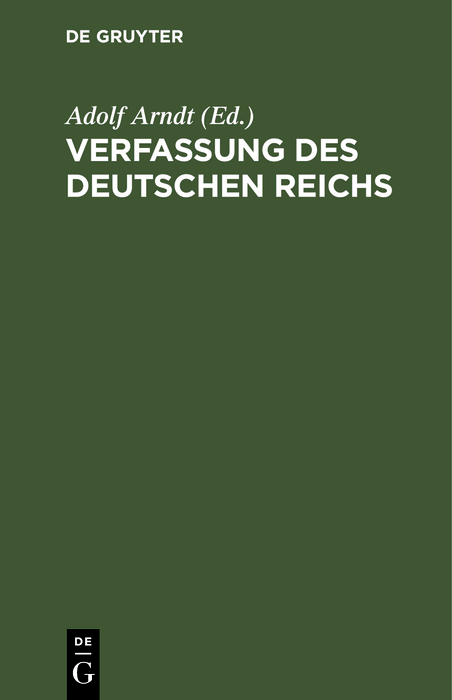 Verfassung des Deutschen Reichs - Adolf Arndt