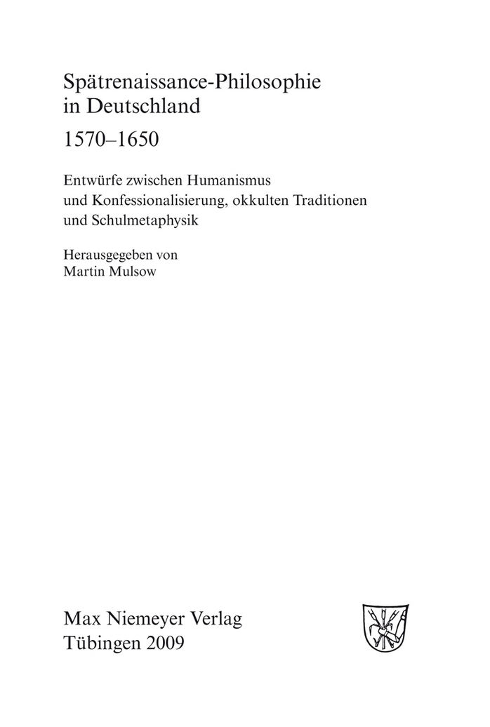 Spätrenaissance-Philosophie in Deutschland 1570-1650 - Martin Mulsow