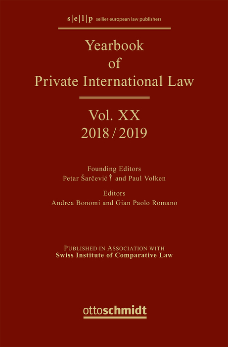 Yearbook of Private International Law Vol. XX - 2018/2019 - Andrea Bonomi, Gian Paolo Romano