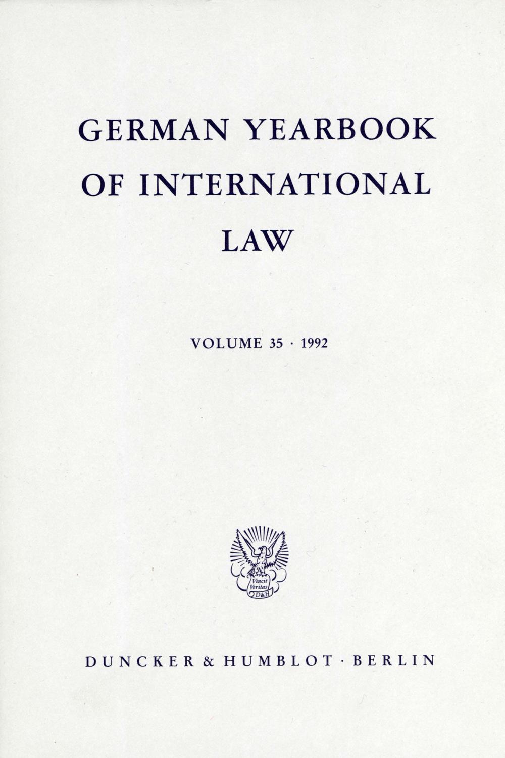 German Yearbook of International Law - Jahrbuch für Internationales Recht. - Jost Delbrück, Rainer Hofmann, Andreas Zimmermann