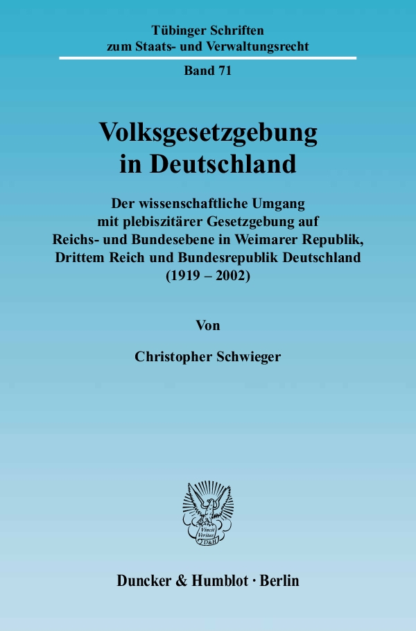 Volksgesetzgebung in Deutschland. - Christopher Schwieger