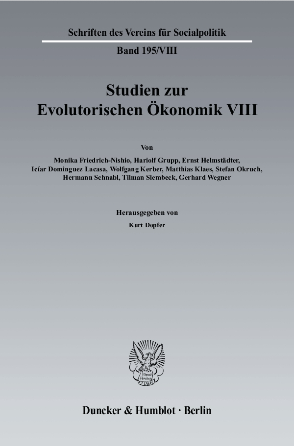 Studien zur Evolutorischen Ökonomik VIII. - Kurt Dopfer