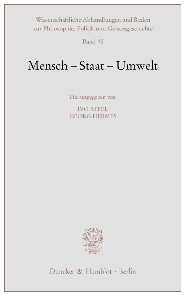 Mensch - Staat - Umwelt. - Ivo Appel, Georg Hermes