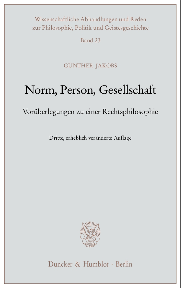 Norm, Person, Gesellschaft. - Günther Jakobs