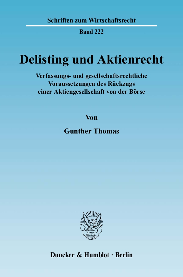 Delisting und Aktienrecht. - Gunther Thomas