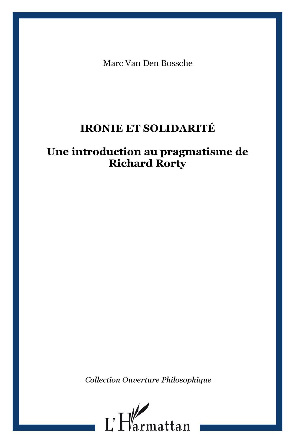 Ironie et solidarité - Marc Van Den Bossche