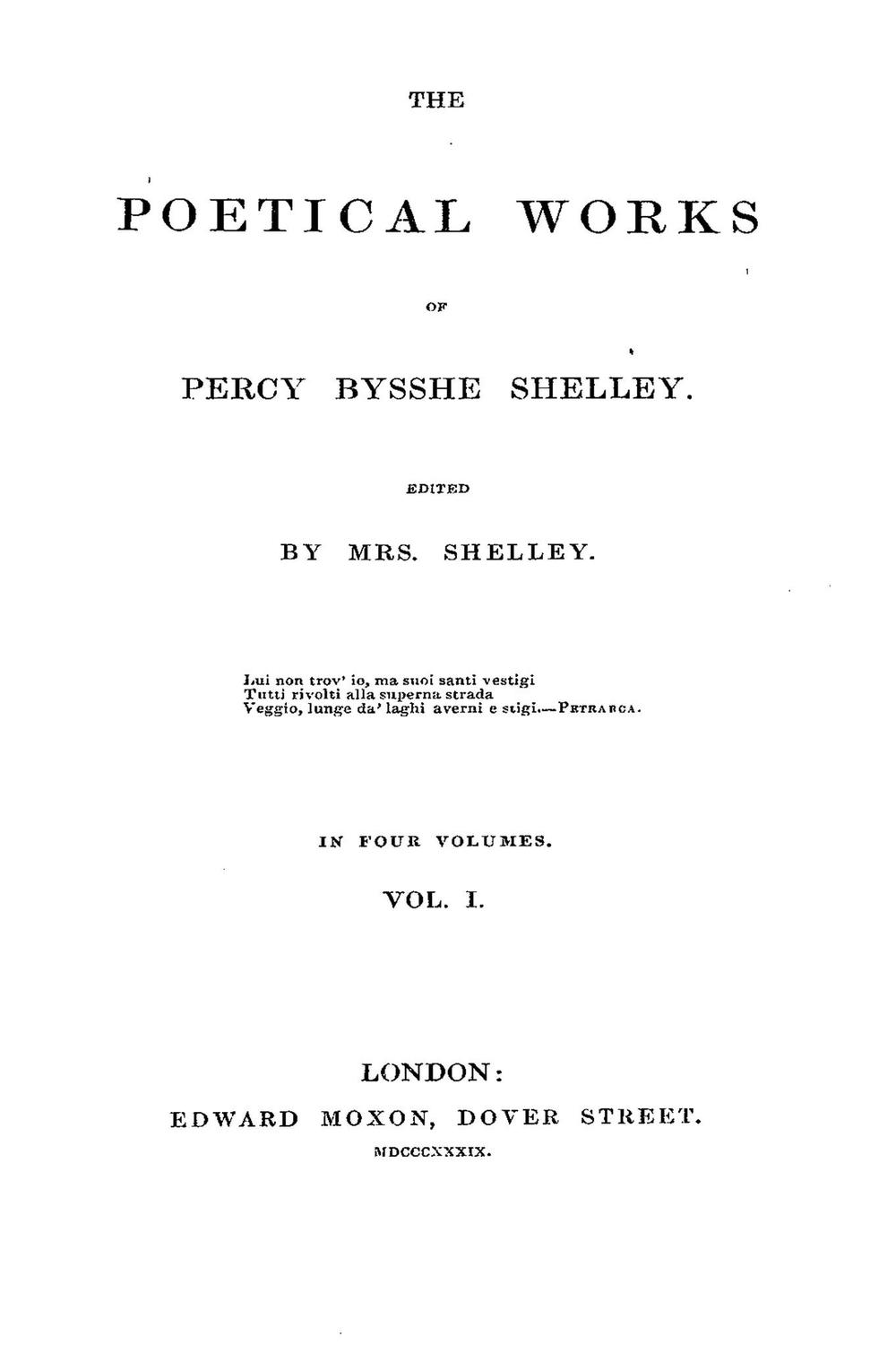 The Poetical Works of Percy Bysshe Shelley - Mary Shelley,,