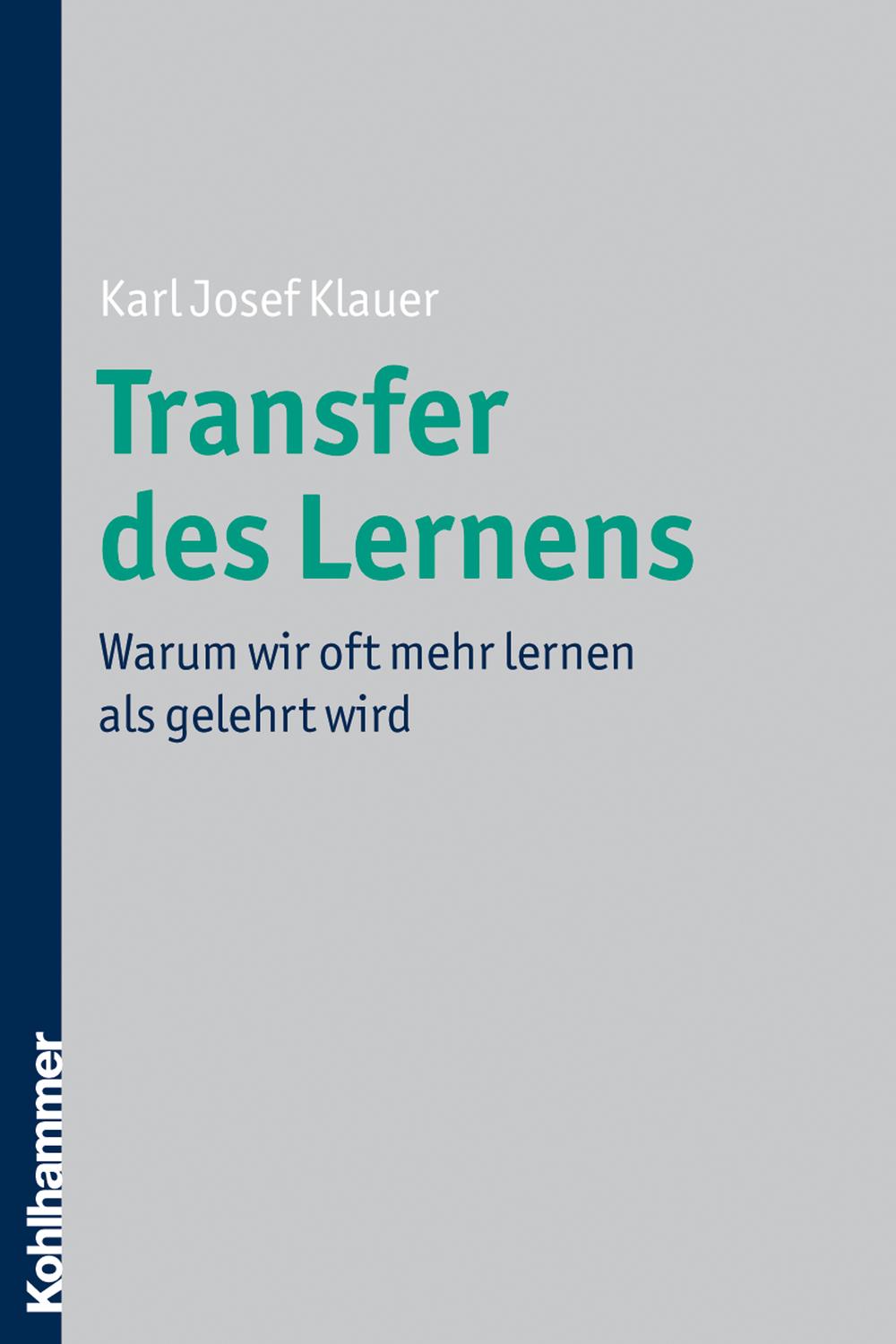 Transfer des Lernens - Karl Josef Klauer