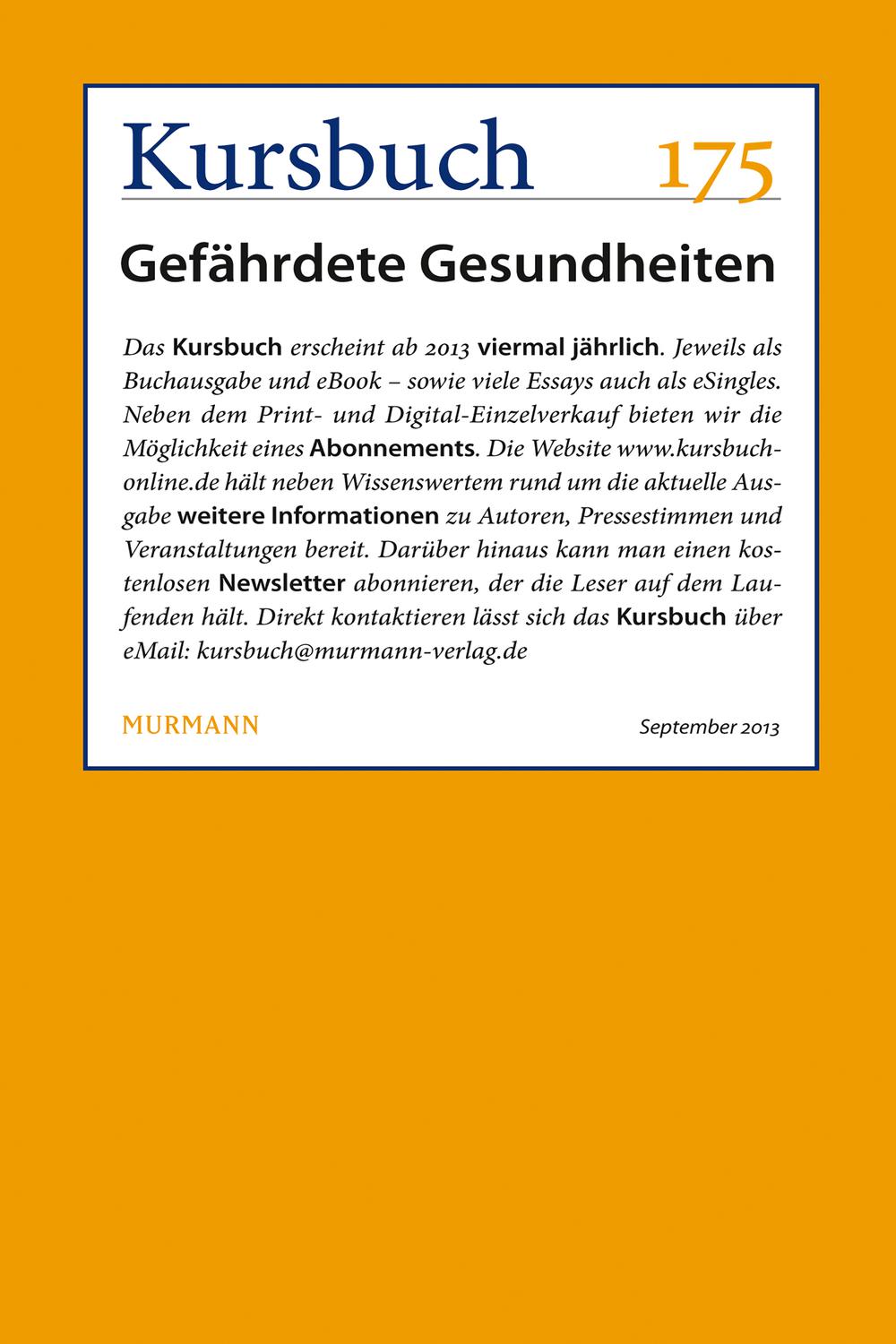 Kursbuch 175 - Armin Nassehi, Peter Felixberger