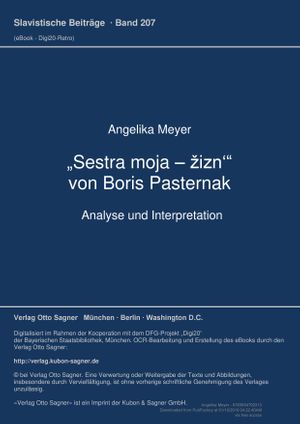 Sestra moja - žizn von Boris Pasternak (Volume 207.0) - Angelika Meyer