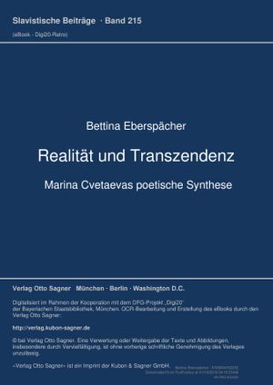 Realitaet und Transzendenz (Volume 215.0) - Bettina Eberspächer