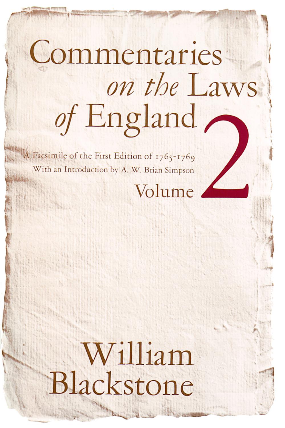 Commentaries on the Laws of England, Volume 2 - William Blackstone